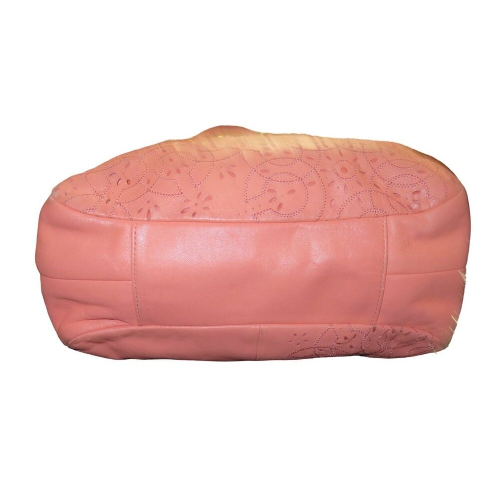 Coach 2012 Ashley Pink Leather Laser Cut Eyelet Triple Compartment Hobo Bag - Picture 5 of 14